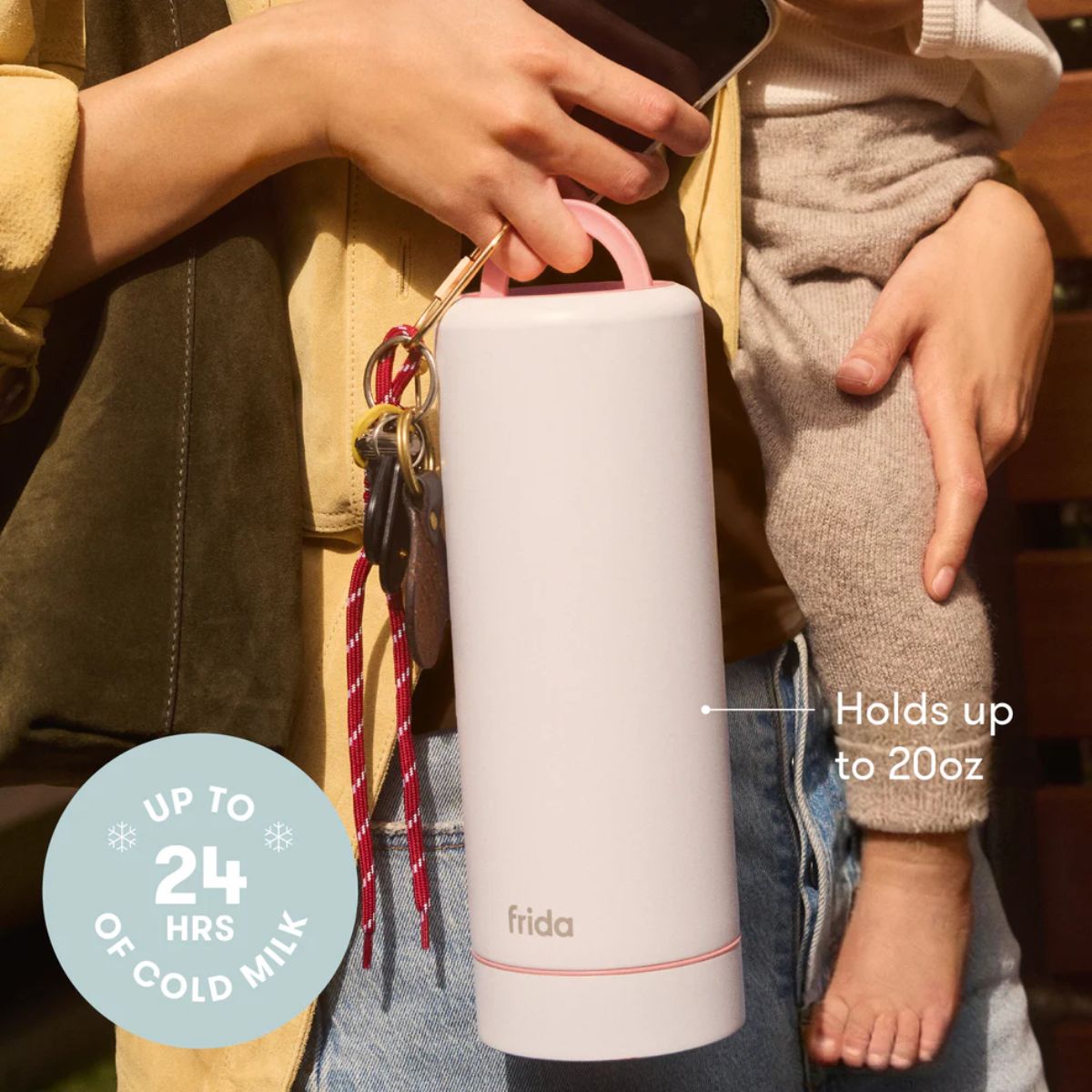 Frida Mom Flow + Go Breastmilk Cooler Bottle 20 oz - 24 Hour Breast Milk Cooling