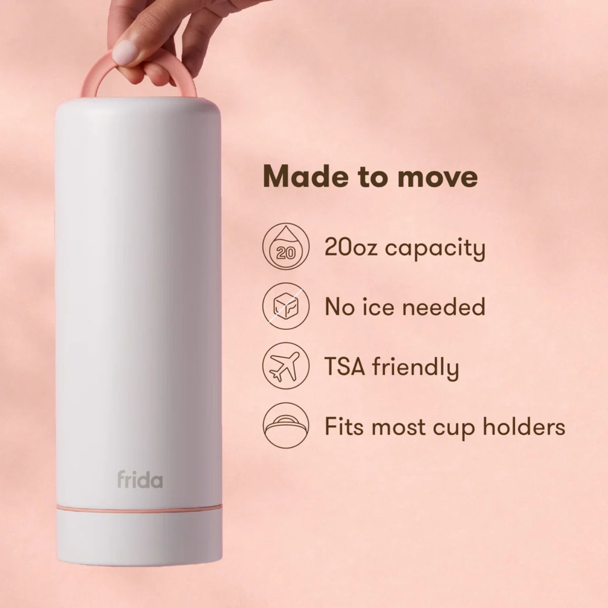 Frida Mom Flow + Go Breastmilk Cooler Bottle 20 oz - TSA Friendly for Air Travel